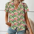 thumbnail image 5 of Cavosen Summer Tops for Women Button down Plus Size Collared Hawaiian Tropical Print Shirts Short Sleeve Pullover Vacation Blouse Casual Dressy Resort Beach Tees Going out 5XL, 5 of 7