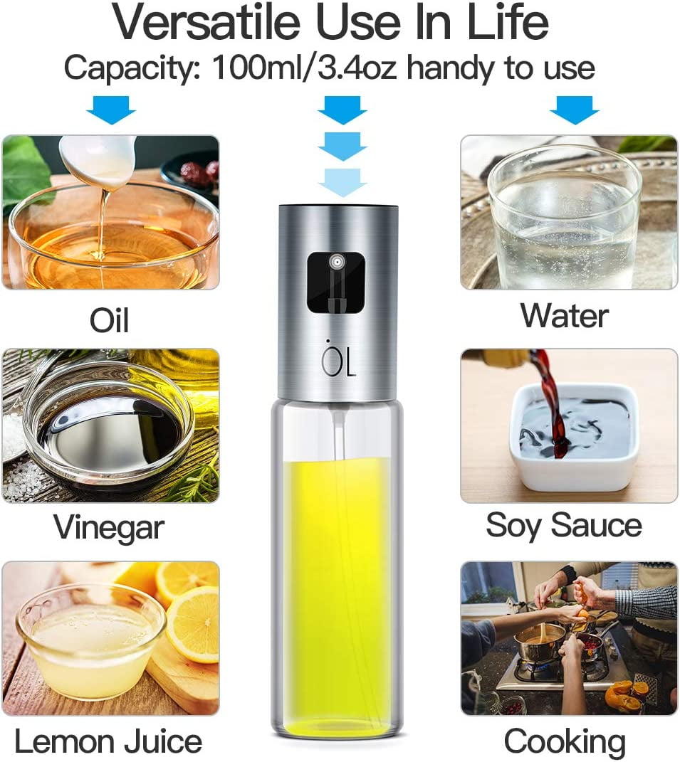 no Dribbles Versatile Glass oil mister for Cooking/BBQ/Roasting/Grilling/baking Olive Oil Sprayer of Nozzle Upgraded 2 PCS Mist More Exquisite 3.4OZ Capacity Food-Grade Oil Sprayer for Cooking 