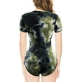 thumbnail image 2 of CutiePlusU Cotton Button Crotch Bodysuits Adult Romper Onesie- Irregular Tie Dye Unisex Black S, 2 of 5
