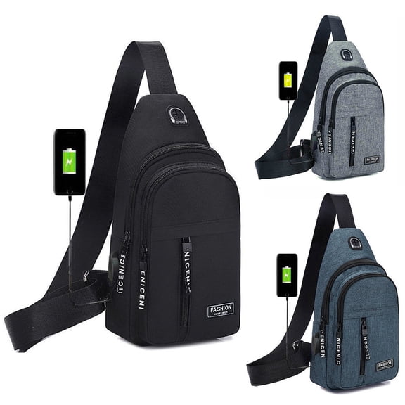 Stylago Canvas Crossbody Bags for Women Fashion Sling Backpack Mens Casual Zipper Chest Bag with Adjustable Shoulder Strap Black