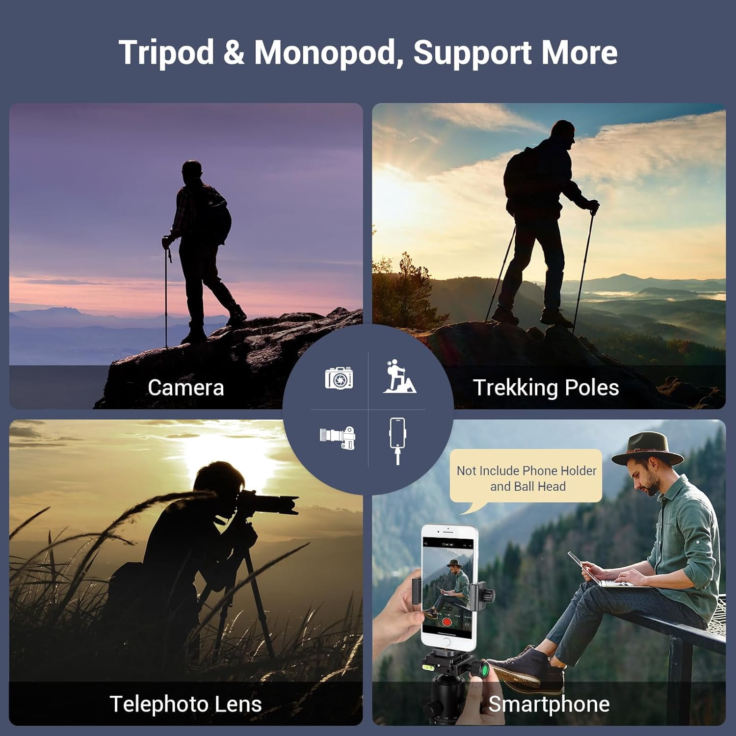 SmallRig 68" Camera Tripod Foldable Aluminum Tripod & Monop, Adjustable Height from 19.7" to 67.7" for Camera, Phone - 3983