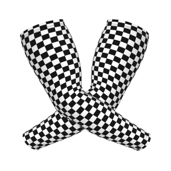 Black And White Checkered Compression Sports Arm Sleeve Baseball Football Basketball For Men And Women