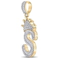 thumbnail image 2 of 10kt Yellow Gold Mens Baguette Diamond Crown S Letter Charm Pendant 3/4 Cttw, 2 of 2