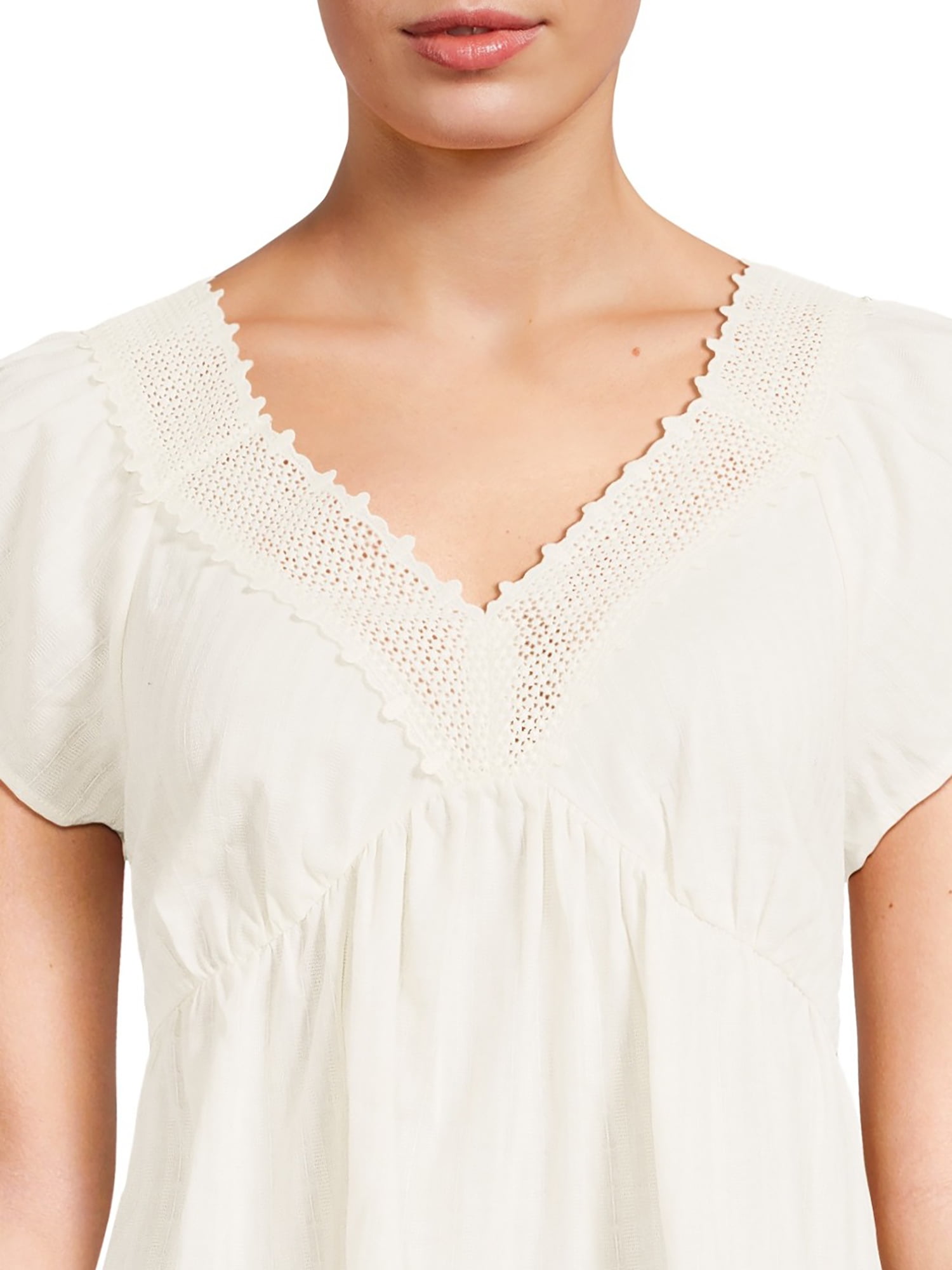 Self Esteem Juniors Crochet Trim Babydoll Top