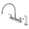 thumbnail image 1 of Kingston Brass KB721AL Double Handle Goose Neck Kitchen Faucet with White Sprayer, 1 of 1