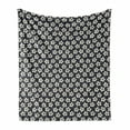 thumbnail image 1 of Floral Soft Flannel Fleece Throw Blanket, Cherry Flowers on Dark Blue Toned Background Blooming Spring Nature, Cozy Plush for Indoor and Outdoor Use, 60" x 80", Dark Blue Grey Ivory, by Ambesonne, 1 of 6