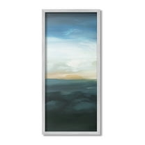 Stupell Industries Dark Abstract Sunrise Landscape Painting Gray Framed Art Print Wall Art, 13 x 30