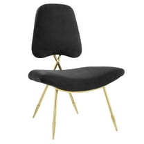 Modway Ponder Performance Velvet Lounge Chair in Black