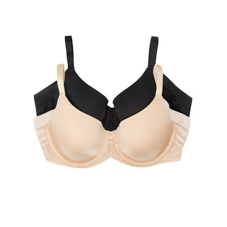 

Paramour by Felina | Marvelous Side Smoothing T-Shirt Bra 2-Pack (Black Warm Neutral 38C)