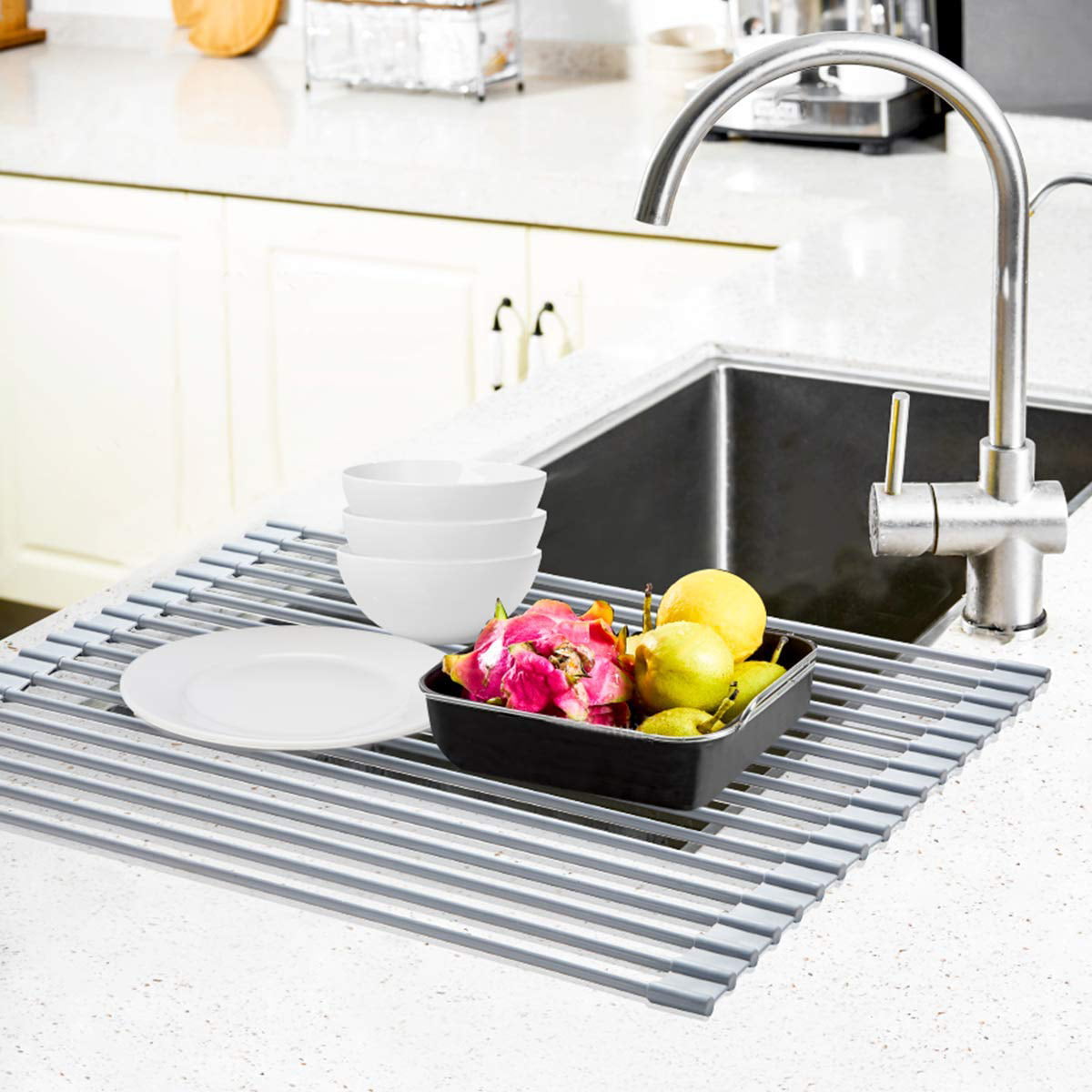 Details about   Waloo Over-the-Sink Roll-Up Dish Drying Mat Color Options Available 