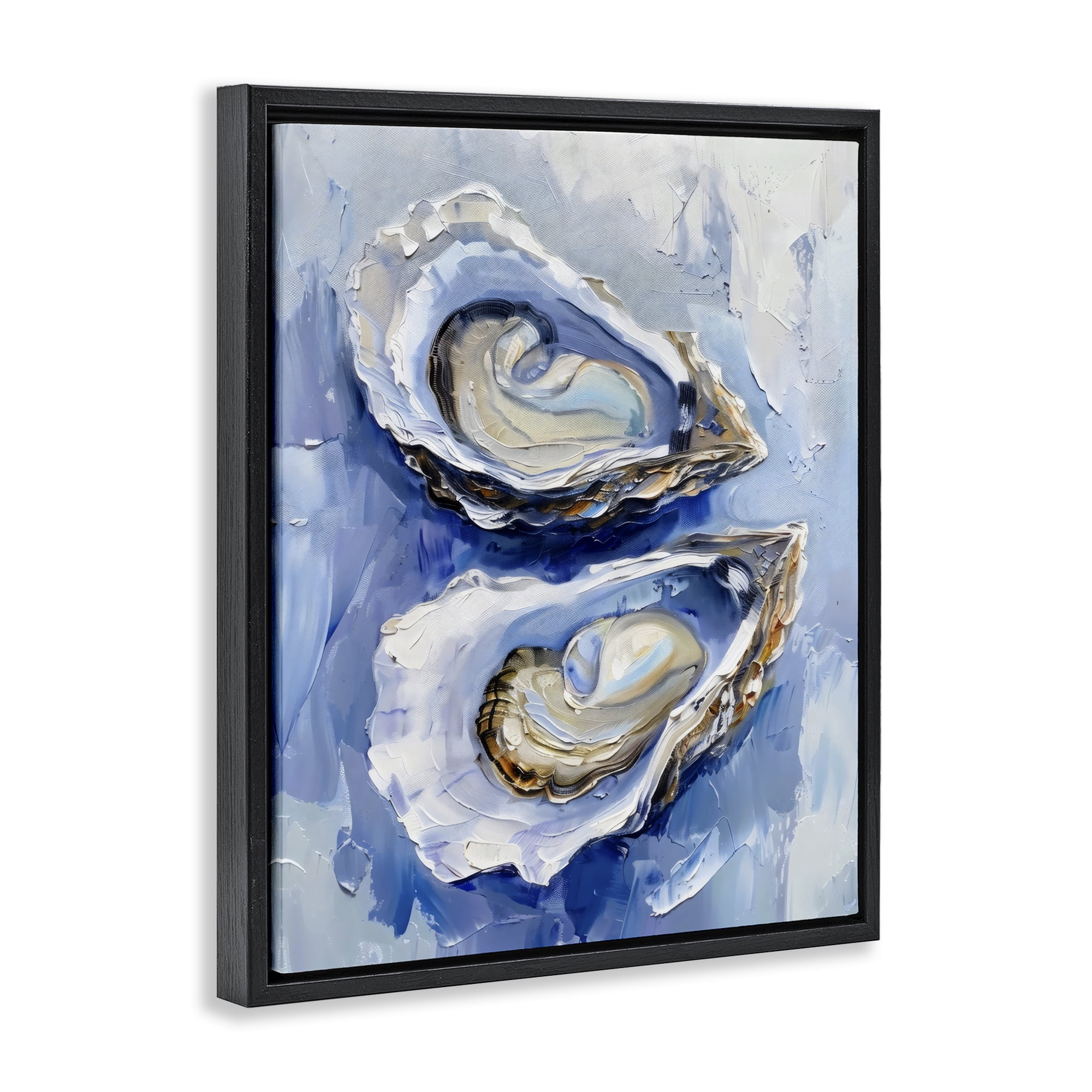 Stupell Industries Oysters On The Half Shell Black Framed Floater Canvas Wall Art, design by Creative Studio