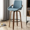 thumbnail image 2 of FOWEOAIU Bar Stools Fabric Upholstered Adjustable Swivel Counter Stool 26"，with Footrest for Bar, Kitchen Island, Bistro, Blue (Set of 2）, 2 of 10
