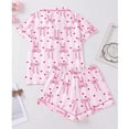 thumbnail image 4 of SwiftWear Women’s Bow & Stripe Cute Pajama Set Lapel Collar Button-Down Sleepwear Short Sleeve Shorts Set Soft Touch Loungewear, White, 4 of 9
