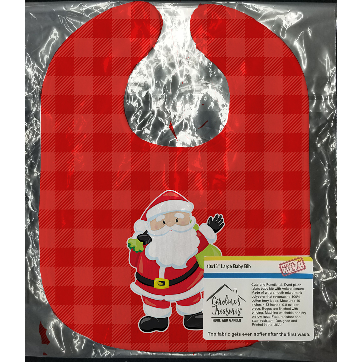 Caroline's Treasures Christmas Baby Bib, Santa Claus, Red