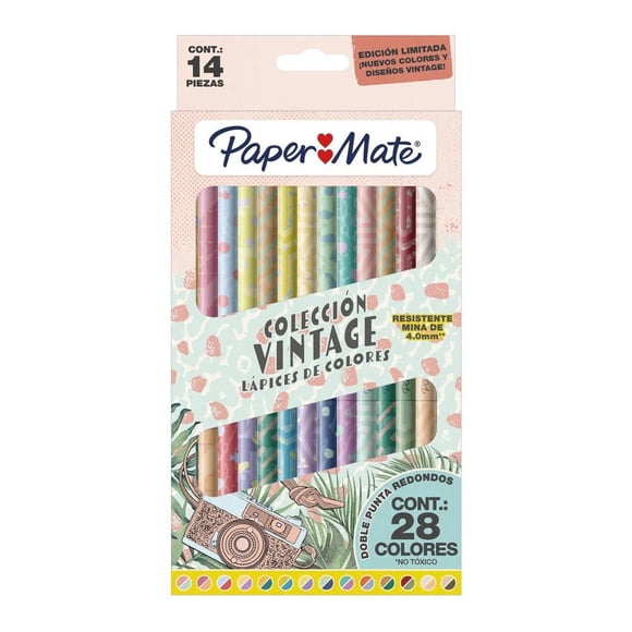 Colores Paper Mate Colección Vintage Doble Punta 14 pzas