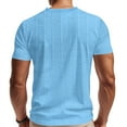 thumbnail image 3 of Mens Shirts Casual Short Sleeved Solid Imitation Linen Loose Breathable V-neck Top, 3 of 8
