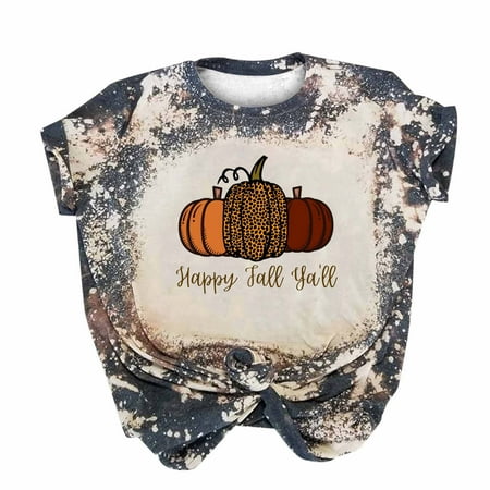 

Crop Tops for Women Sequin Tops for Women Women Casual Short Sleeve Digital Tie Printing Round Neck Loose T-Shirt Blouse Tops High Top Women Maternity Tops on Sales Brown XL