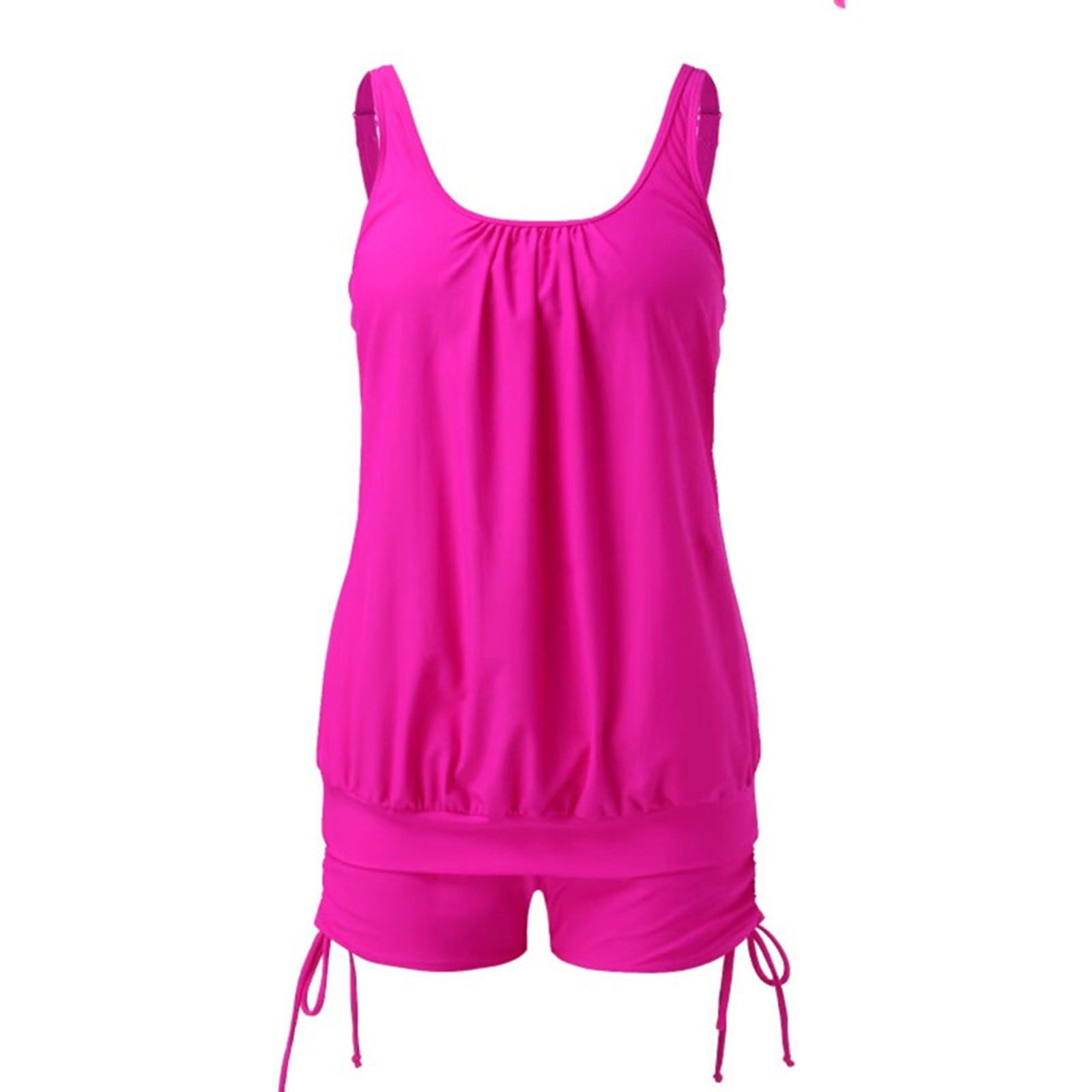 Jsaierl Women's 2 Piece Tankini Swimsuits Blouson Swim Tops Summer Print Swimwear Conservative Vacation Tankini Tops with Swim Shorts Tankini Bathing Suits Plus Size