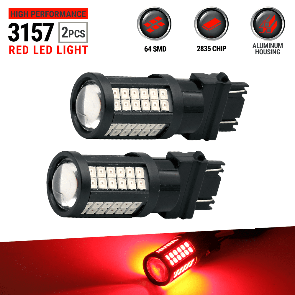 2X 3157 3057 Red LED Brake Tail Rear Stop Signal Light Bulb For
