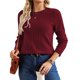 thumbnail image 2 of Camisas de Larga para Mujer, Tops de Moda de Otoño, Suéteres Elegantes de Cuello Redondo, Túnicas, Ropa de Invierno, Conjuntos Casuales Rojo Vino XL, 2 of 8