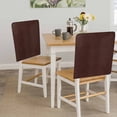 thumbnail image 5 of Leather Texture Chair Back Covers Set of 6, Vintage Brown Classic Art Stretch Dining Chair Back Slipcovers Removable Seat Cover for Kitchen Restaurant Hotel Cafe, 5 of 9