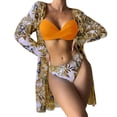 thumbnail image 2 of Jacenvly 2024 3 Piece Swimsuit Sets Women Quick Drying Women's Printed Bikini Three-Piece Split Swimsuit Suit Multicolor Trendy Beach Dresses for Women Casual Summer Orange, 2 of 4