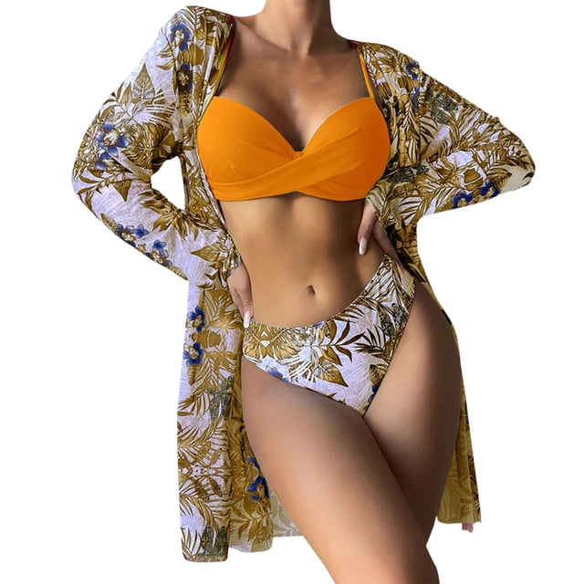 Birdeem Womens Sexy Printed Bikini Three-Piece Split Swimsuit Suit