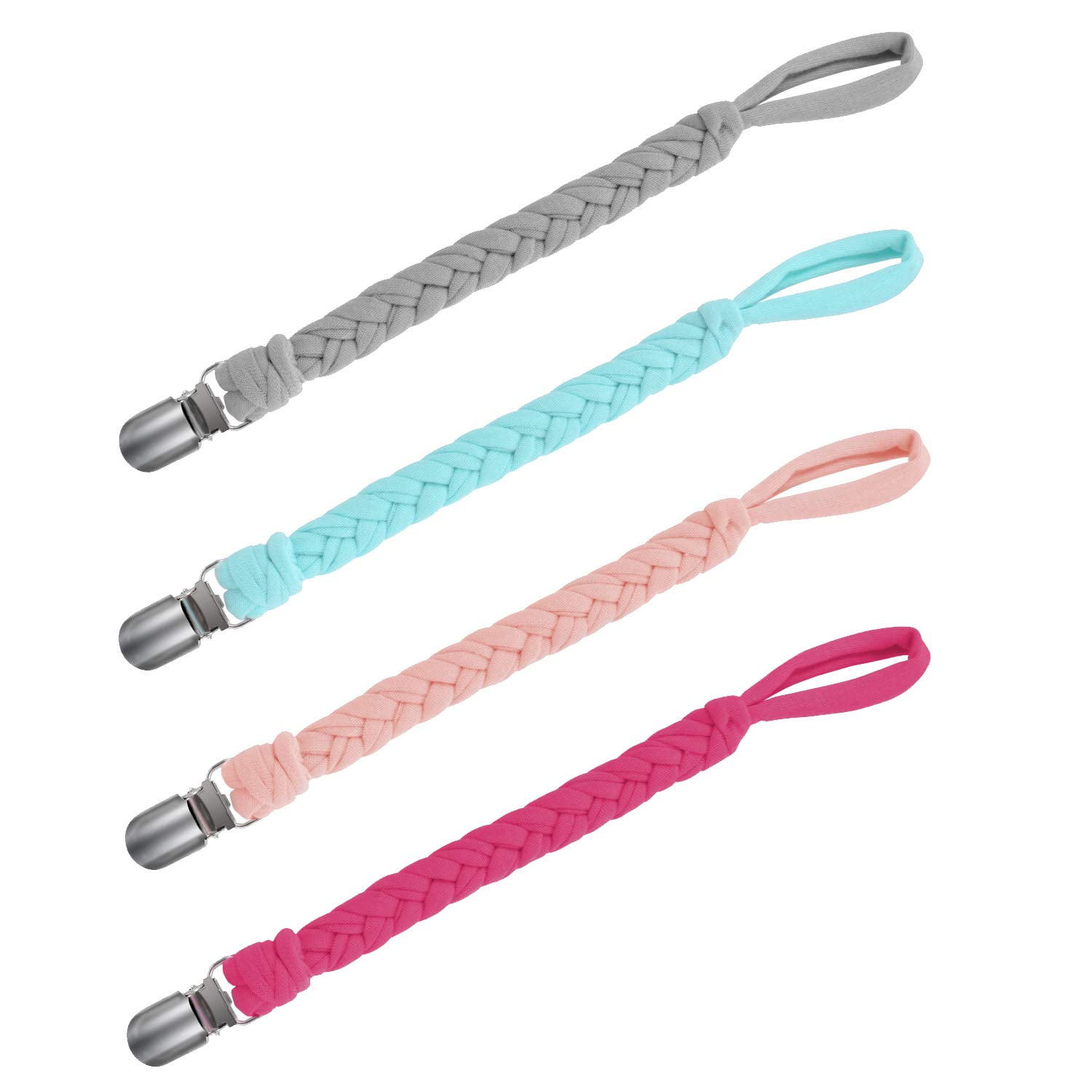 Pacifier Clip Pacifier Holder EIMELI 4 Pack Universal Braided Flexible