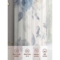 thumbnail image 7 of Blue White Floral Semi Sheer Curtains 96 Inch Length 2 Panels Set, Botanical Garden Flowers Leaves Sheer Kitchen Curtain Privacy Voile Window Curtain for Living Room Bedroom Rod Pocket Drapes, 7 of 7