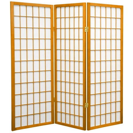 4 ft. Tall Window Pane Shoji Screen - Honey - 3 Panels