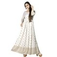thumbnail image 1 of Chandrakala Gold Foil Printed Long Kurti for Women Rayon Indian Ethnic Tunic ,Small (K199WHI1), 1 of 4