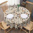 thumbnail image 3 of Beige Halloween Skull Pumpkin Cat Pattern Round Tablecloth 60"x60",Wrinkle Wipeable Table Cloth for Kitchen Dining Room Picnic Patio Party, 3 of 6