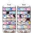 thumbnail image 1 of Hanging Jewelry Organizer Bag (40-Pockets) & 20 Magic Tape Hook Storage Bag Closet Storage for Portable Travel, Rings, Earrings, Necklaces, Clear PVC Plastic Windows, Roll-Up (White), 1 of 6