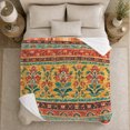 thumbnail image 5 of Autumnal Boho Pumpkin Bat, Festive Holiday Scene, Warm Flannel Blanket for Ranch House and Living Room with Detailed Artwork, Art Lovers Christmas Gift, Festive Home Decor, 5 of 9