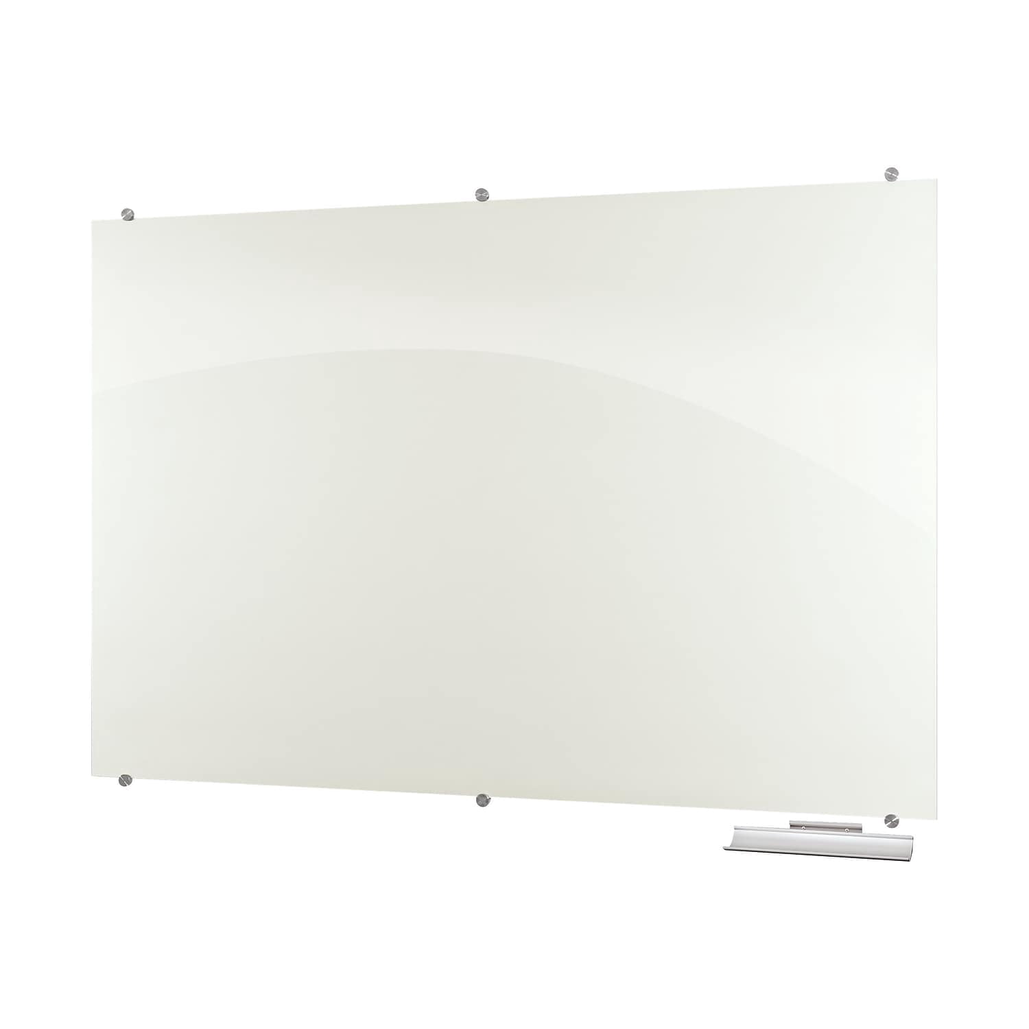 Mooreco Dry Erase Board, Glass, 24 in, 36 in, No Frame Frame, White, Gloss 83843