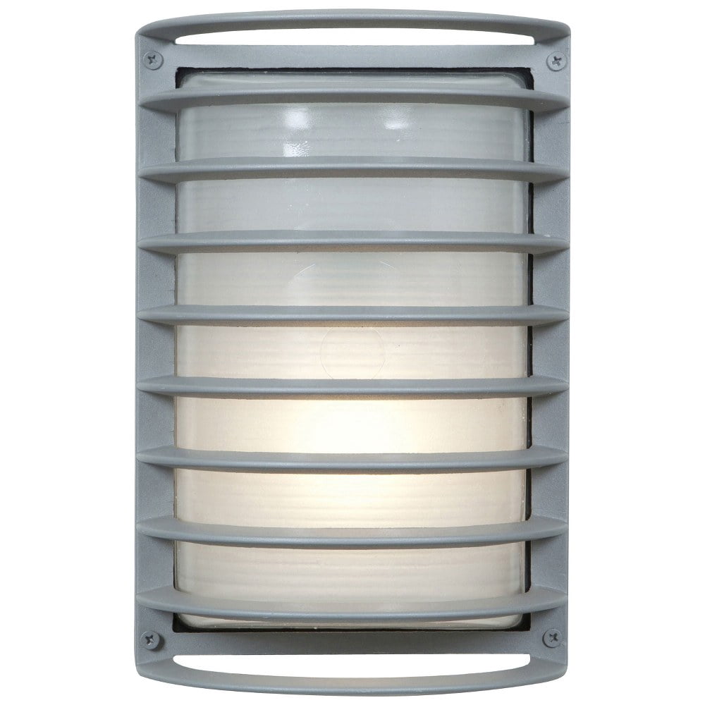 20010LEDDMGLP-SAT/RFR Access Lighting Bermuda-One Light Outdoor Ribbed Bulkhead Wall Light-7 Inches Wide by 10.5 Inches Tall-Satin Finish-LED Lamping