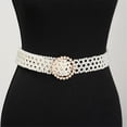 thumbnail image 4 of Women Bridal imitation pearl Belt White imitation Beaded Crystal Rhinestone Retro Waist Belt for Wedding Dress, 4 of 5