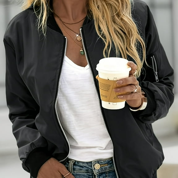 Ladies' Fashionable Baseball Jacket Casual Zipper Jacket Spring and Summer Thin Coat