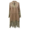 thumbnail image 4 of Lilgiuy Women Loose Casual Solid Lace Embroidery Patchword Dress V-Neck Dress, 4 of 5
