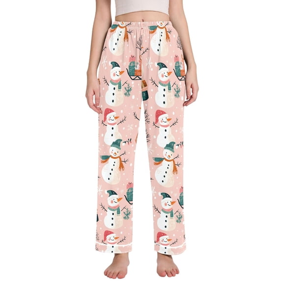 FORMRS Women's Pajama Pants with Pockets Soft Comfy Loungewear Sleep Bottom, Sizes S-2XL, Christmas Snowman