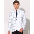 thumbnail image 2 of Unique Bargains Men's Plaid Contrasting Color Notch Lapel Two Button Blazer M White, 2 of 6