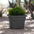 thumbnail image 2 of Bloem Veranda 14" Plastic Square Planter Box - UV-Resistant, Indoor/Outdoor, Charcoal, 2-Pack, 2 of 8