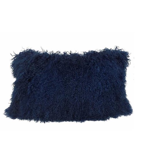 HomeRoots 334358 Navy Blue Tibetan Lamb Pillow