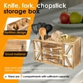 thumbnail image 3 of Tzdxfgl Wood Kitchen Utensil Holder for Countertop, Silverware Organizer with 3 Compartments, Large, Brown, 3 of 11