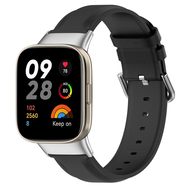 Bracelet en Cuir à Extrémité Ronde Respirant de Remplacement pour Smartwatch 3 Lite Series