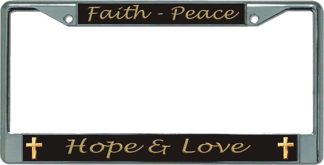 PEACE LOVE NAMASTE Metal License Plate Frame Tag Border Two Holes