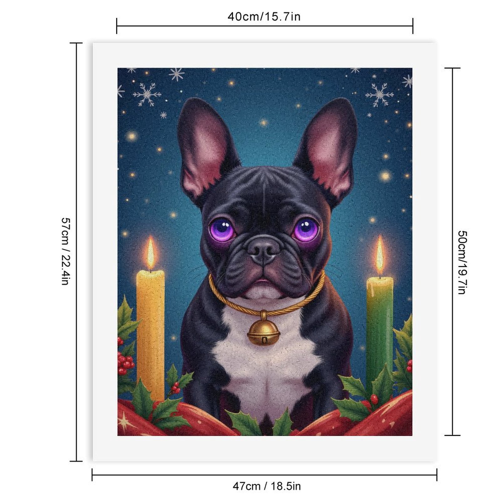 Paint By Numbers Kit for Adults Beginner - DIY Frenchie Christmas Candle Glow Canvas Painting Kits for Adults, Frameless Paint By Number for Adults for Home Wall Decor 16x20 Inch
