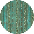 thumbnail image 1 of Ahgly Company Indoor Round Oriental Turquoise Blue Traditional Area Rugs, 3' Round, 1 of 4