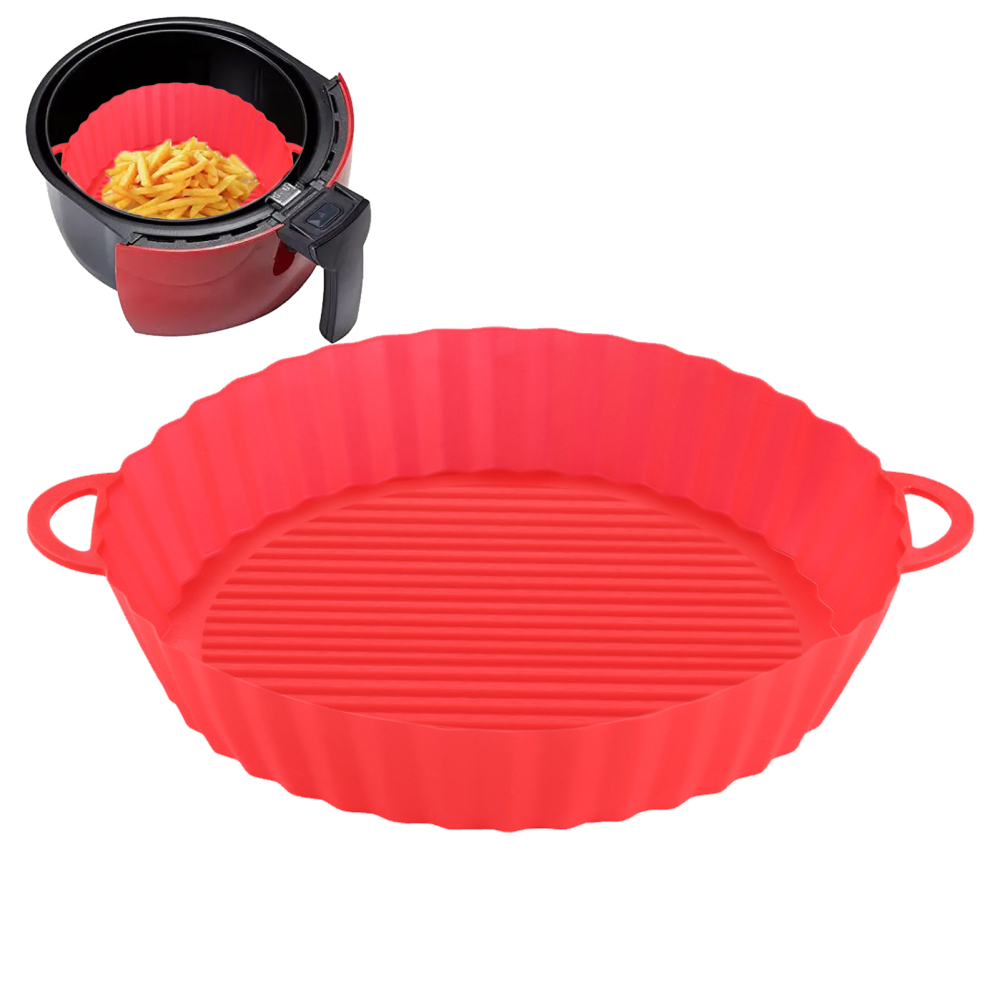 Baking Deep Tray Basket Silicone Nonstick Air Fryer Liners Air Fryer Accessories Red