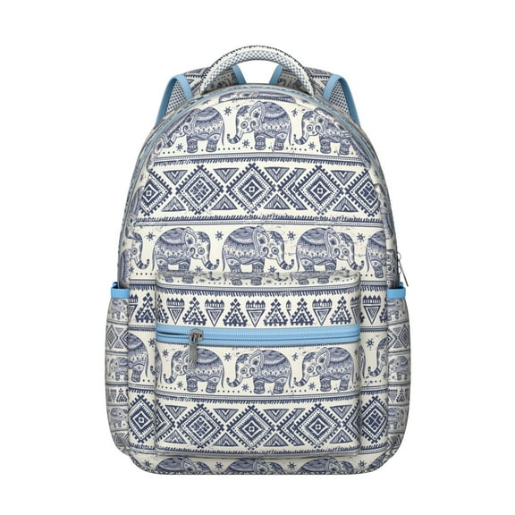 Elephant and floral mandala tribal ethnic school backpack for Student, vintage boho print design, waterproof durable fabric with breathable straps, for travel and school
